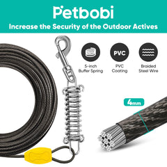 Petbobi ground stake 16in enables quick, secure setup.