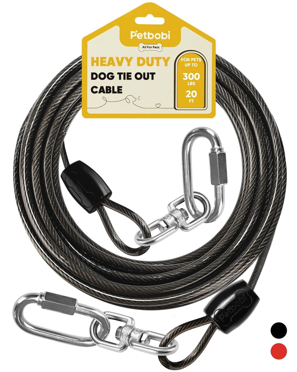 Petbobi heavy-duty dog tie-out cable 20ft in action, offers safety and freedom for large dogs