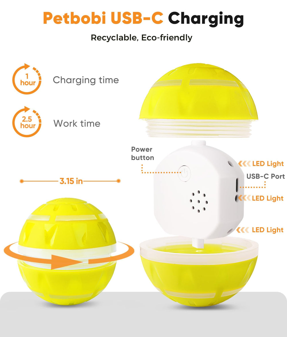 Petbobi indoor-play dog toy with LED cues for nighttime fun.