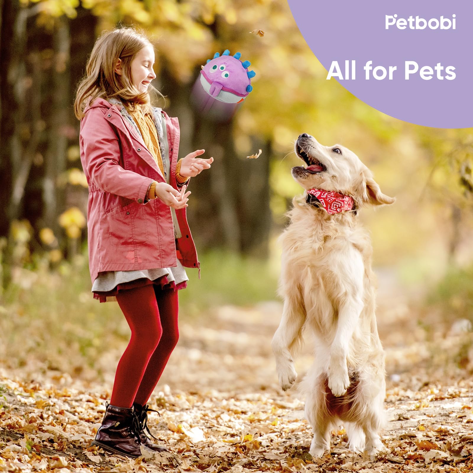 Petbobi Jolly Jelly Bobby plush squeaky ball for interactive fetch.