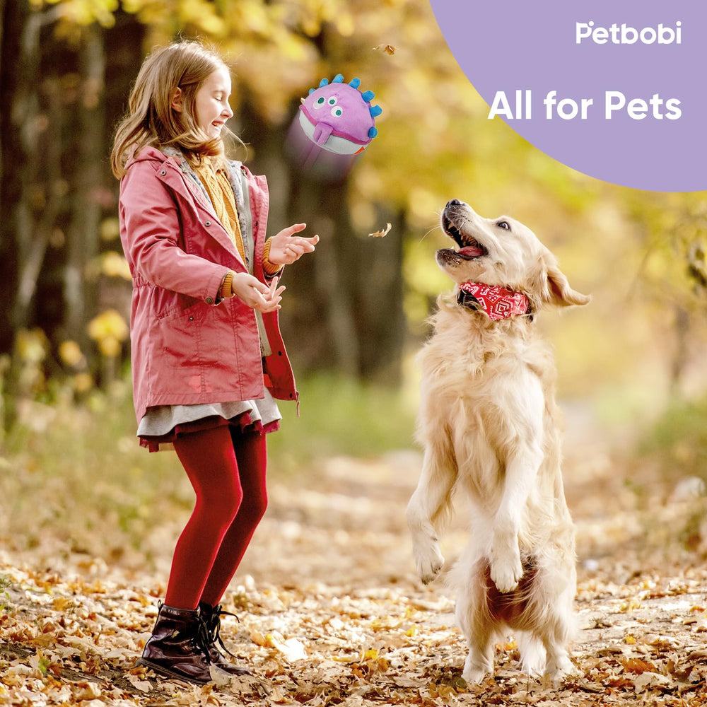 Petbobi Jolly Jelly Bobby plush squeaky ball for interactive fetch.