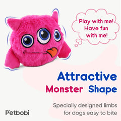 Petbobi Monster Active Ball close-up shows squeak action engaging dogs.
