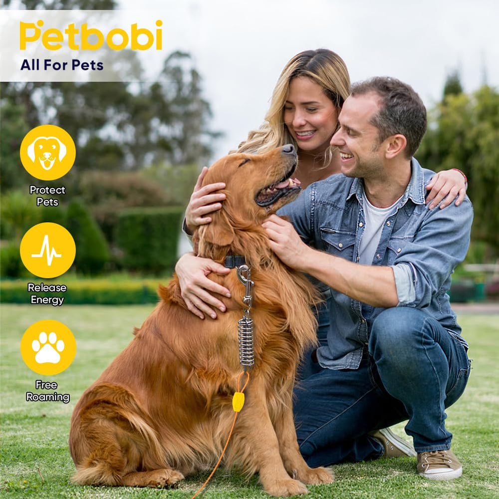 Petbobi dog tie-out set arrives boxed with leash and stake for easy setup.