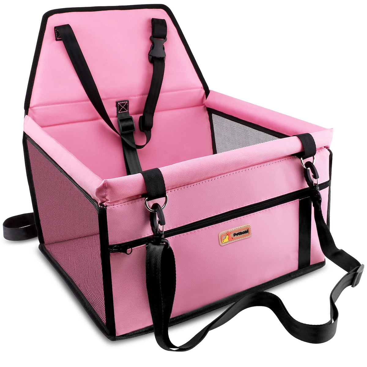 Petbobi Pet Reinforce car booster seat back view showing sturdy panels for secure travel