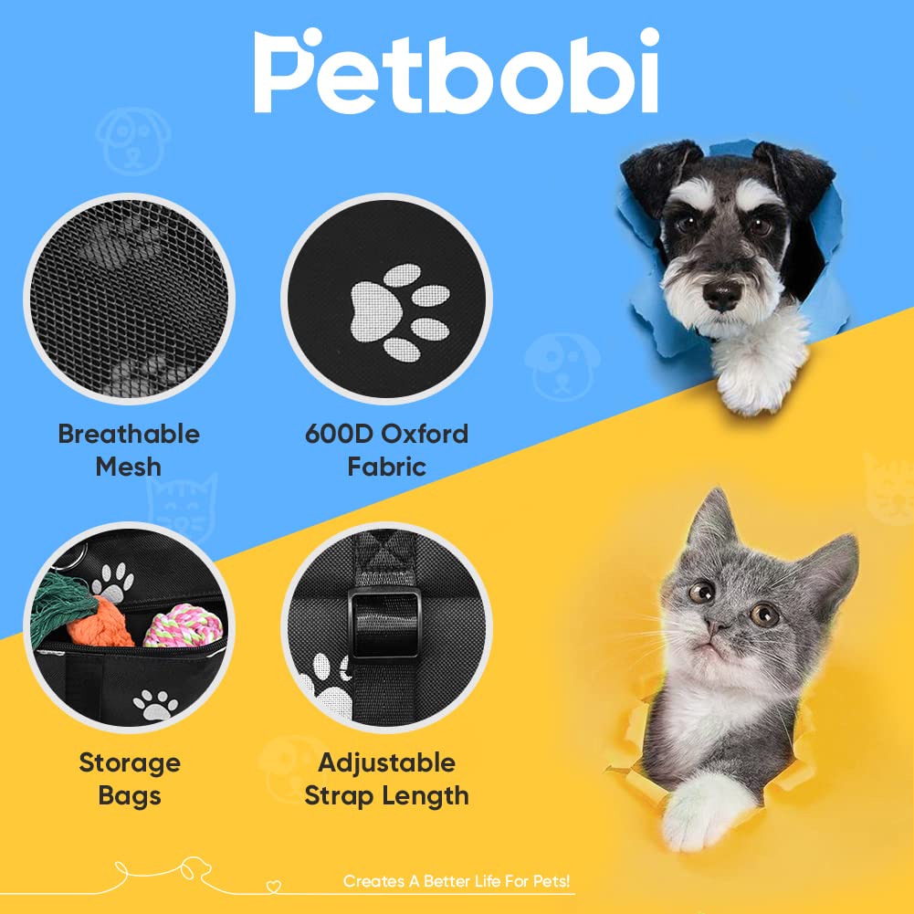 Petbobi reinforce car booster seat small-dog-fit-15x13x9 shows compact dimensions for small pets.