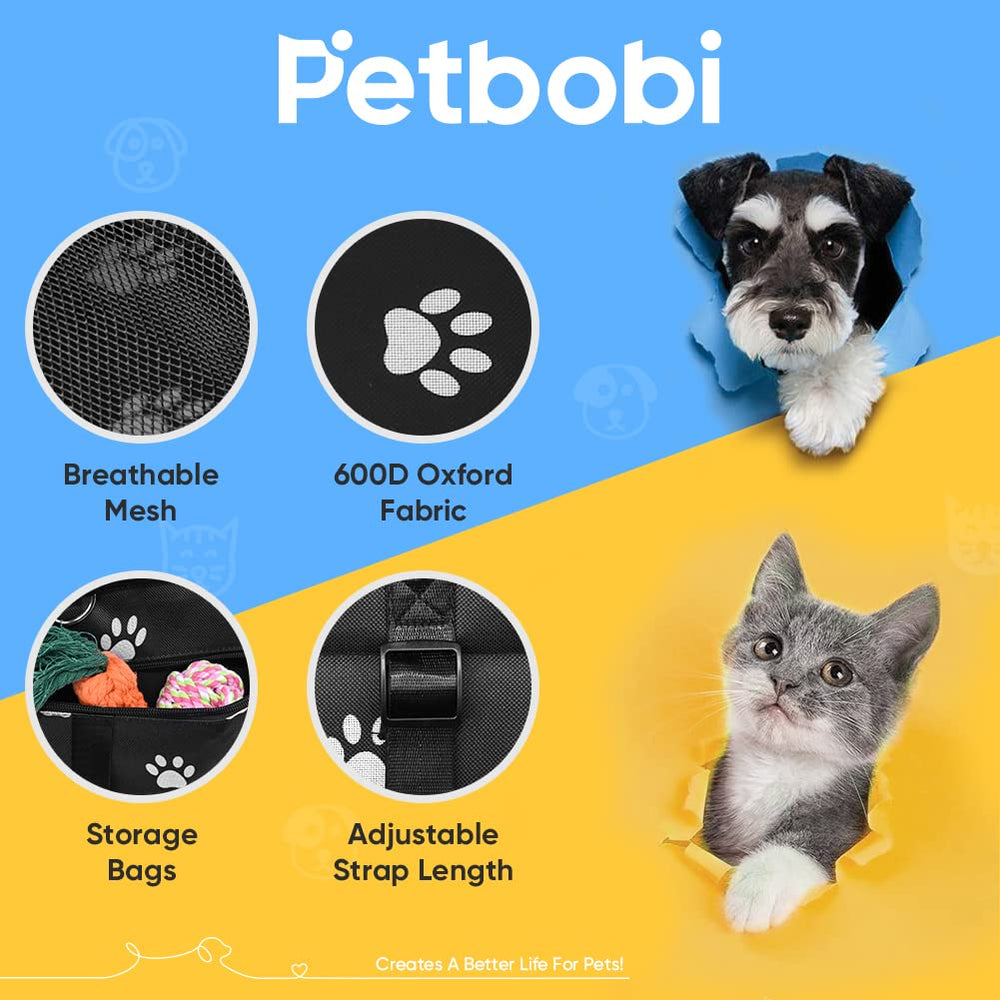 Petbobi reinforce car booster seat small-dog-fit-15x13x9 shows compact dimensions for small pets.