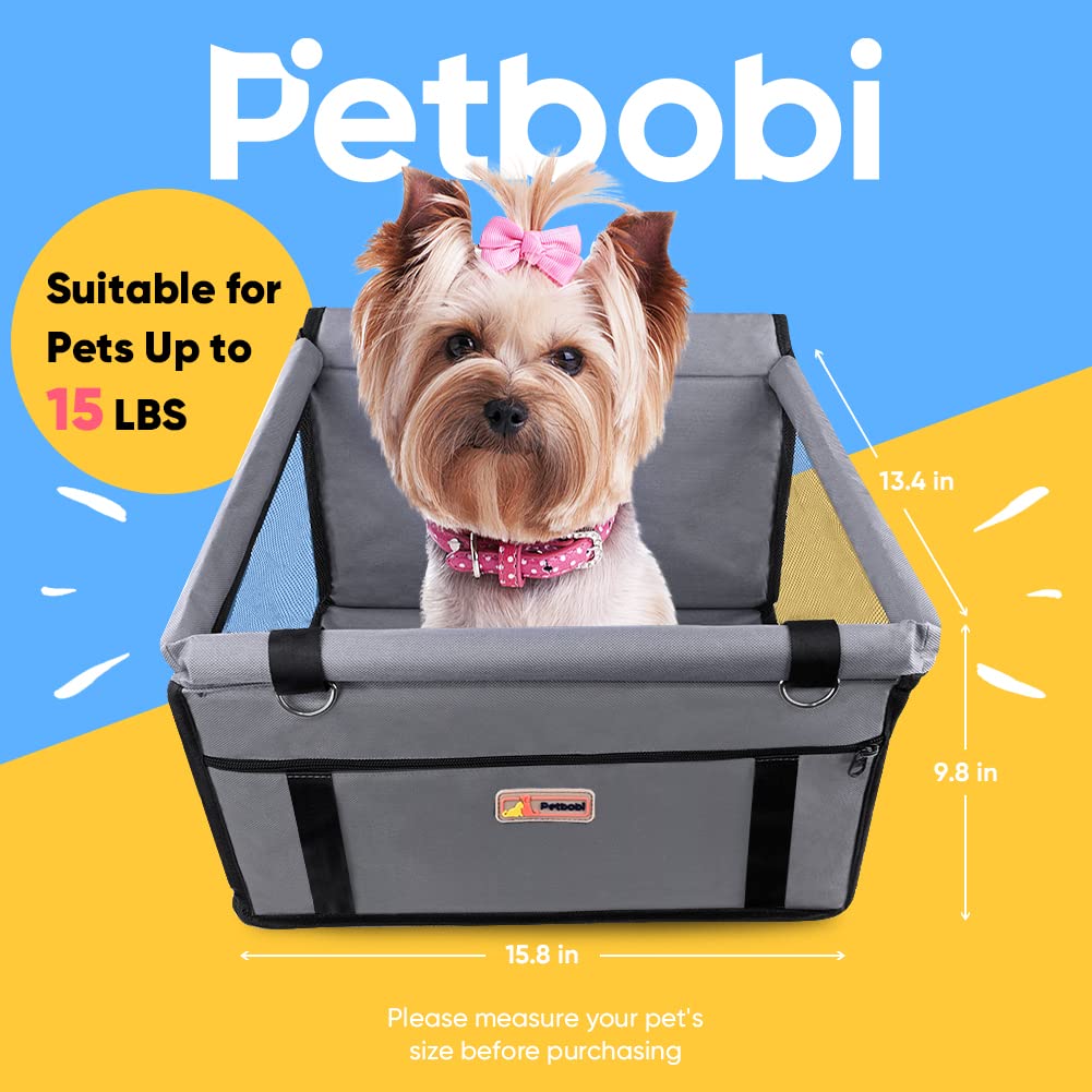 Petbobi car seat safety strap close-up demonstrates secure travel during road trips.