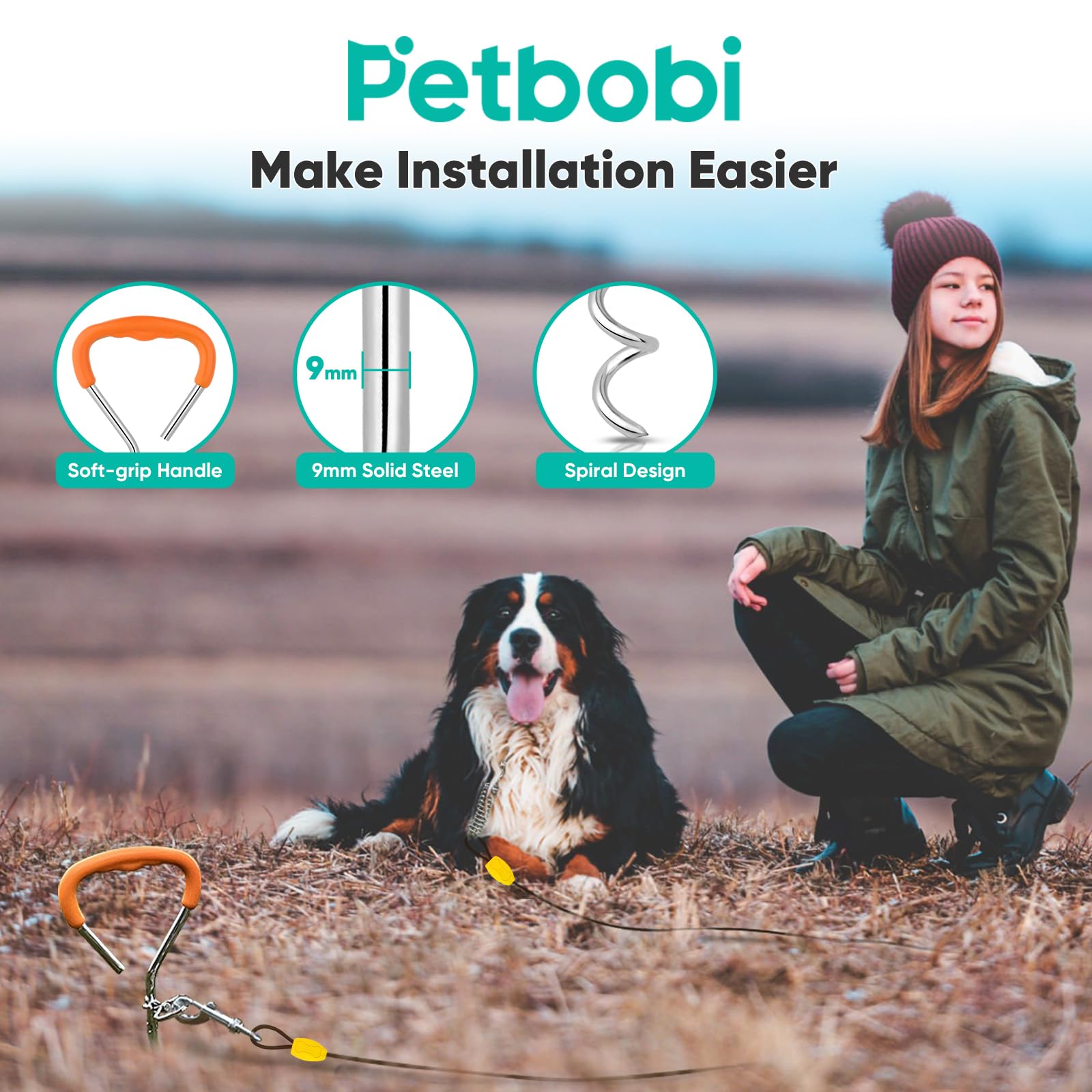 Petbobi 5in spring absorbs shocks to reduce strain.