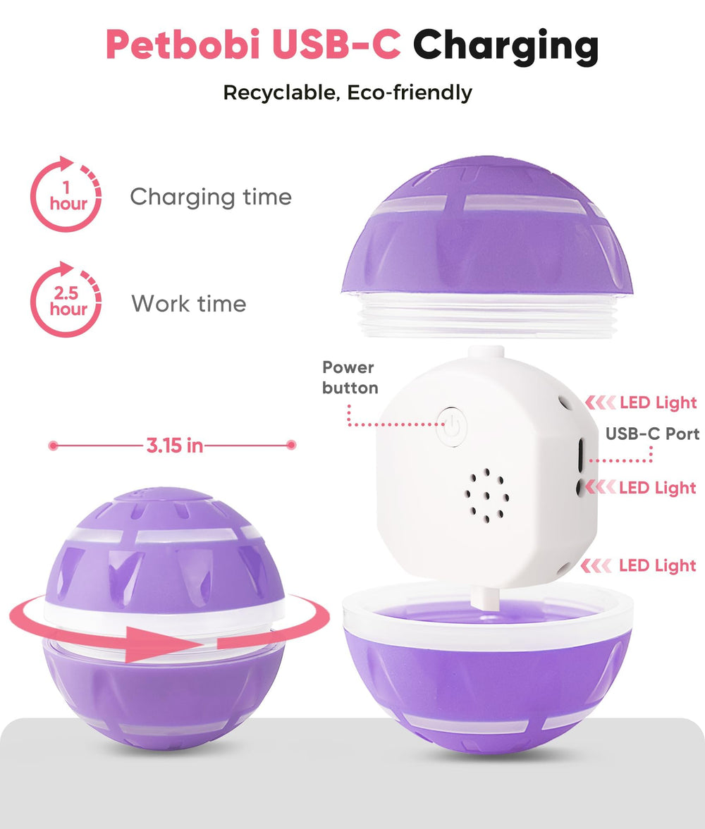 Petbobi two-mode toy offers gentle roll and lively bounce.