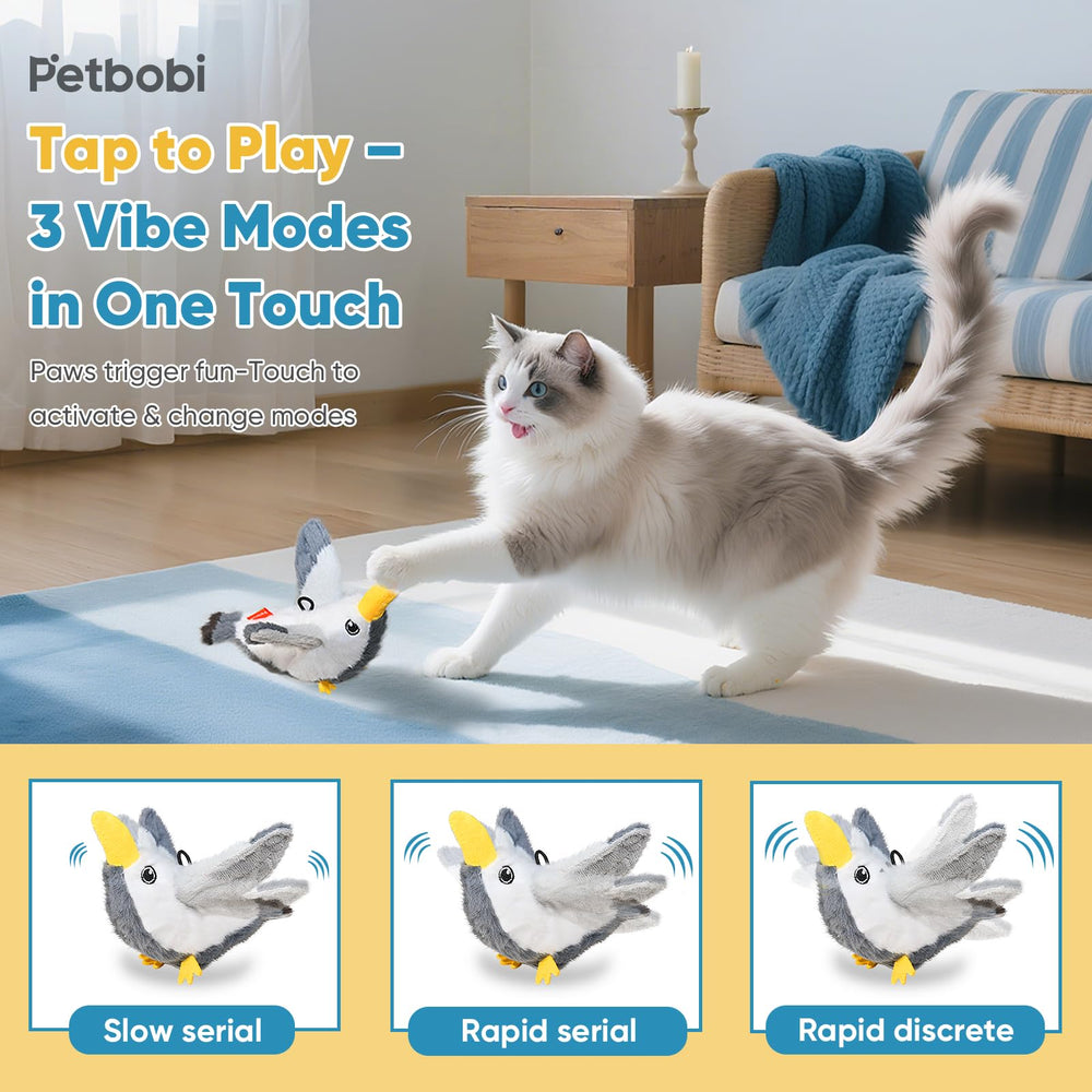 Petbobi USB-rechargeable design eliminates batteries for long play sessions.