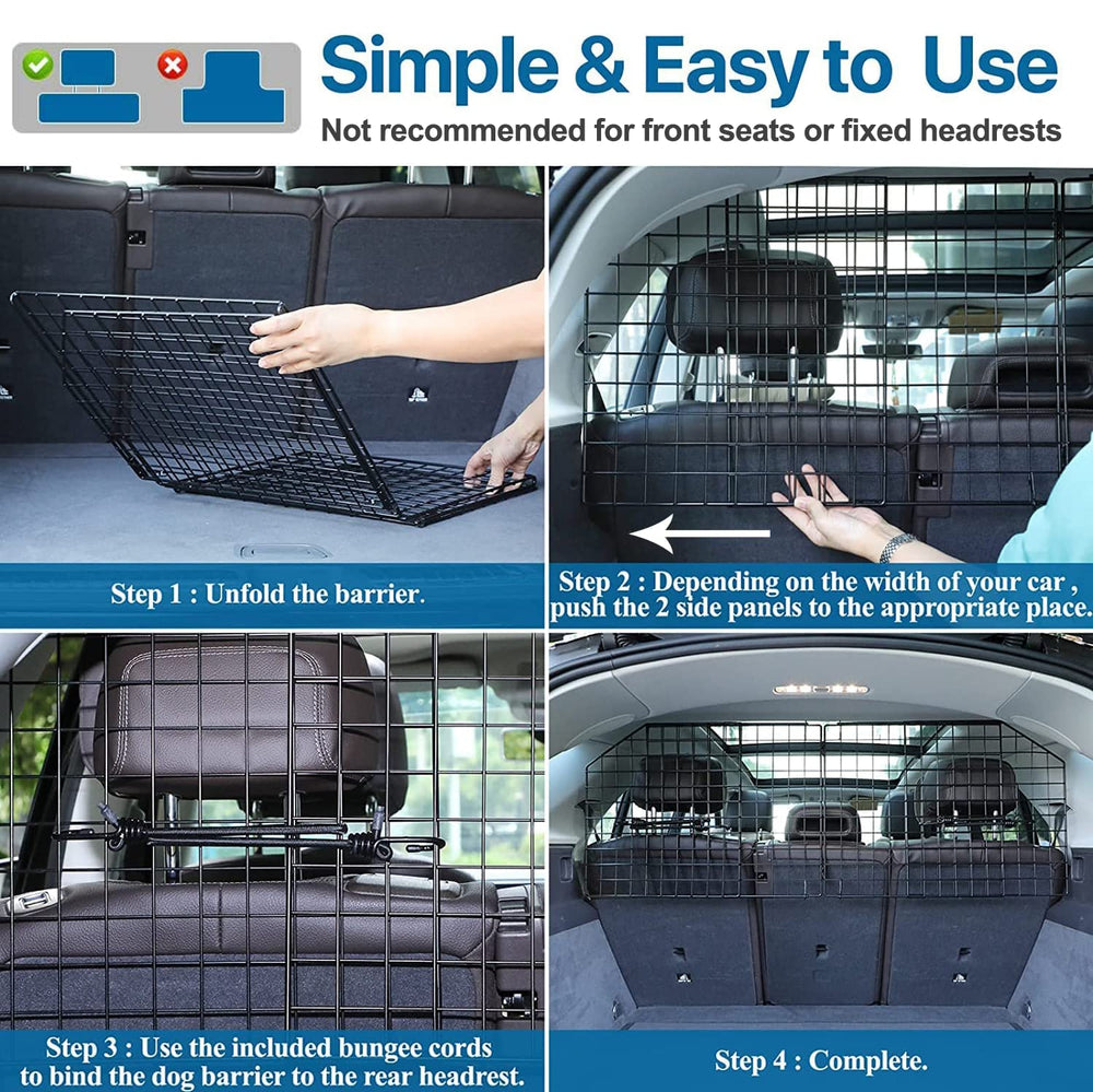 Petboda barrier securely bound to rear headrest for stable setup.