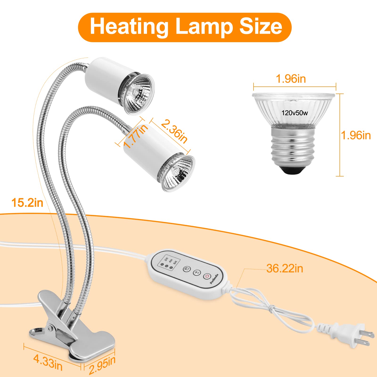 Petboda reptile heat lamp secure clamp setup protects tanks while offering stable heat