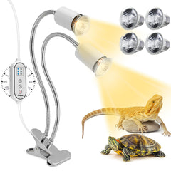 Petboda reptile heat lamp dual-head basking area promotes natural warmth and appetite support