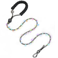 PetBonus 5 ft LED dog leash shown from top view for nighttime visibility.