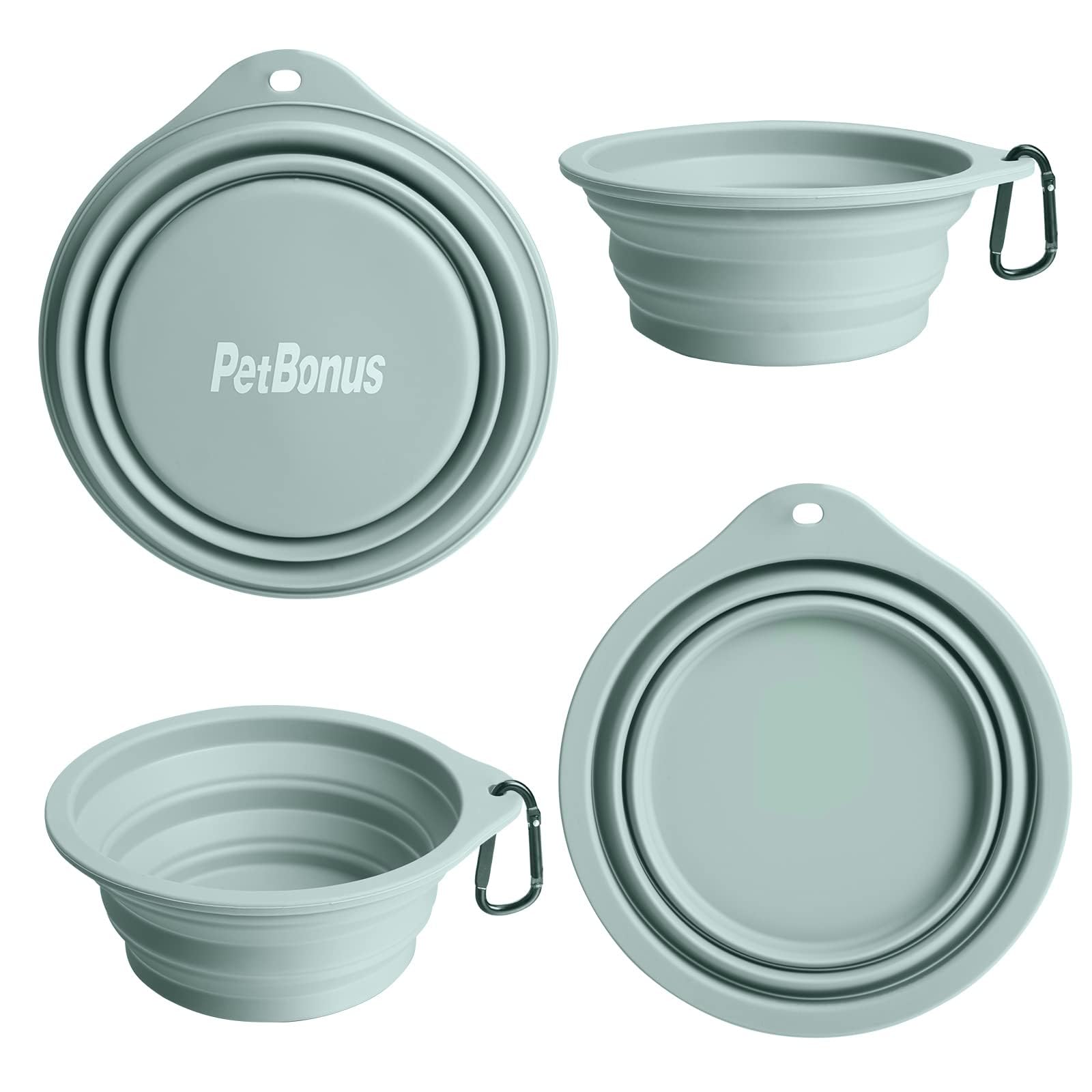PetBonus collapsible bowls expanded to 7x5x2.65 inches for generous capacity.