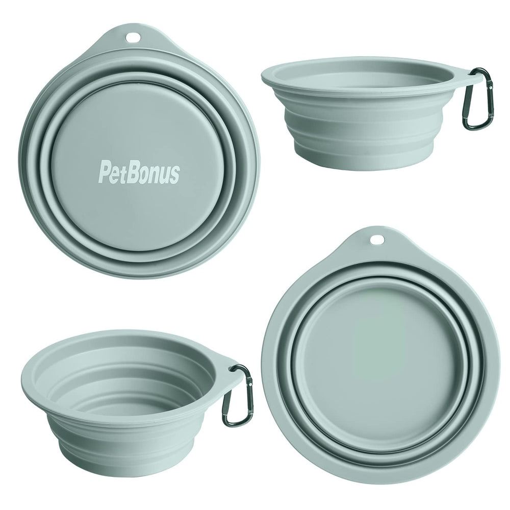 PetBonus collapsible bowls expanded to 7x5x2.65 inches for generous capacity.