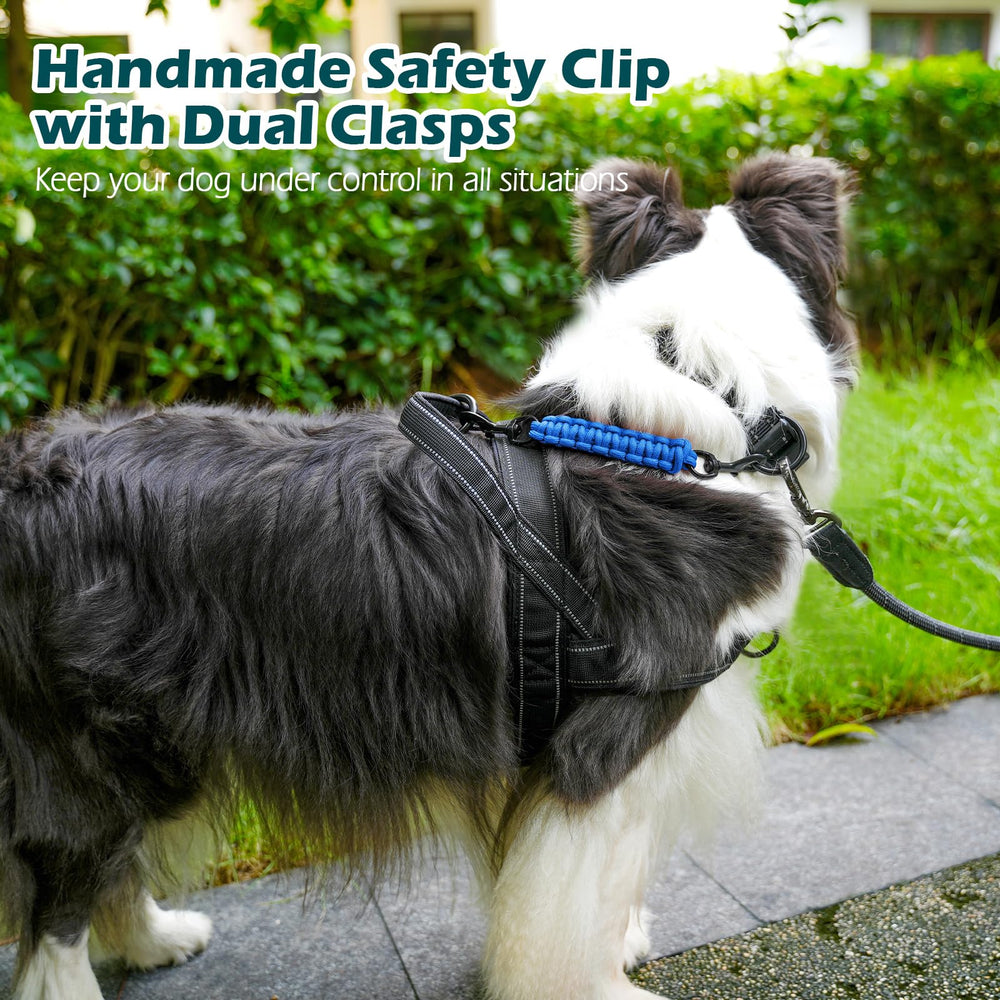PetBonus blue safety clip double-ended clasp demonstrates vertical-release safety