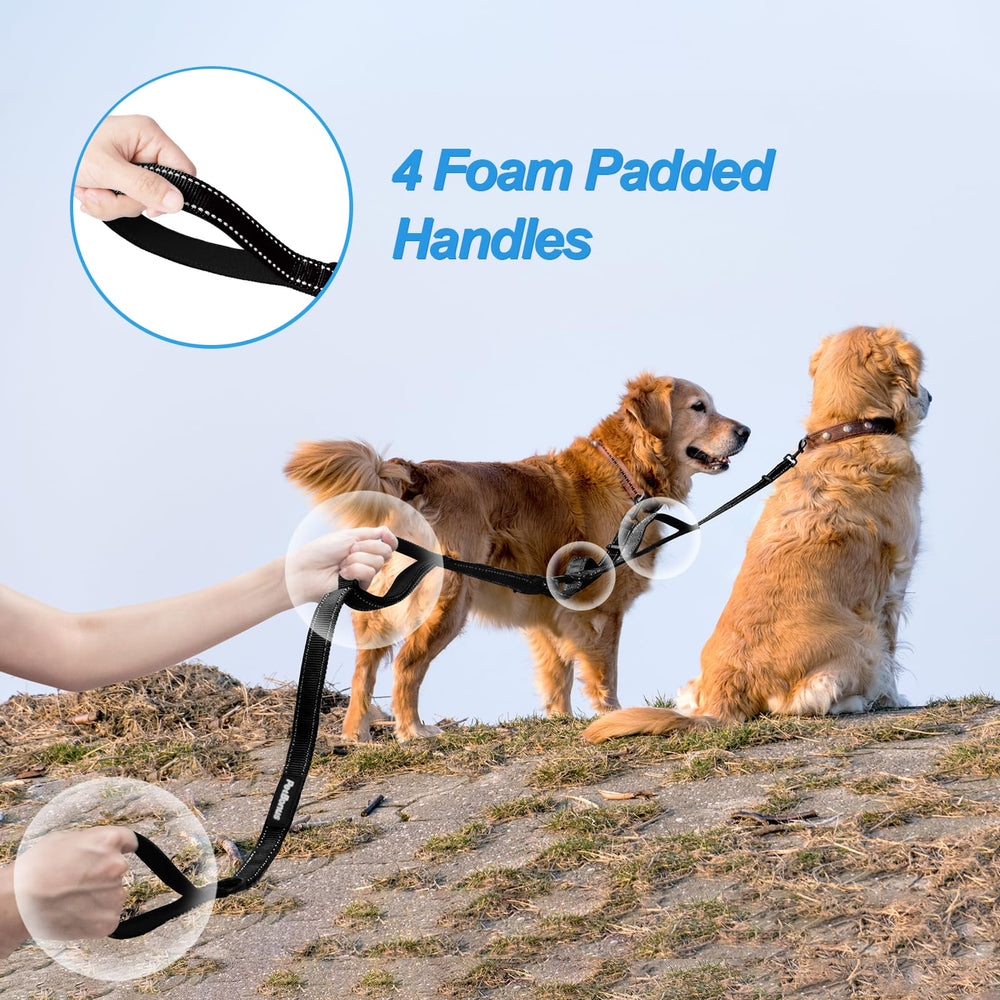 PetBonus double dog leash with collapsible bowl for on-the-go hydration