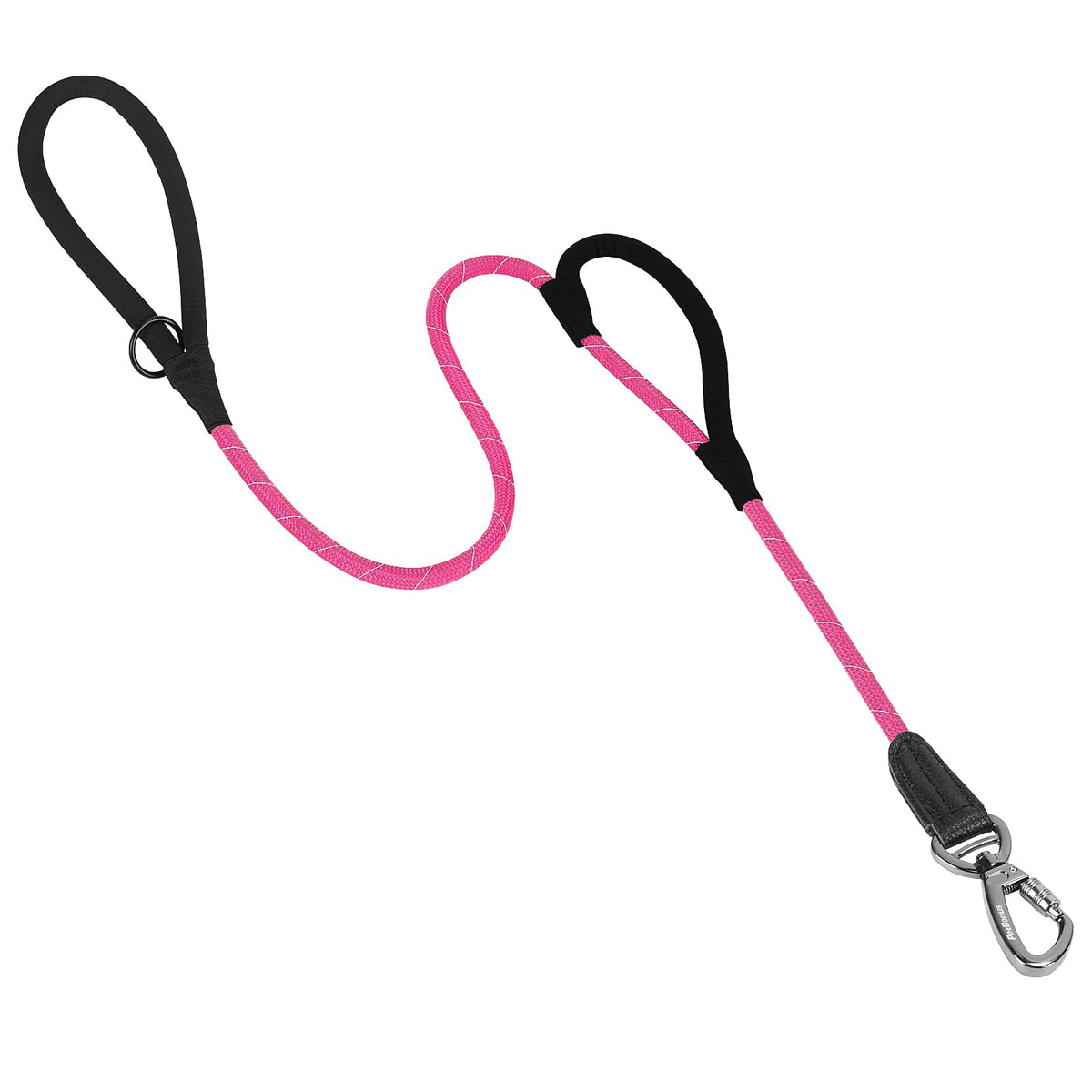 PetBonus double handle rope leash close-up showing rugged pink nylon and lockable clip for secure walks
