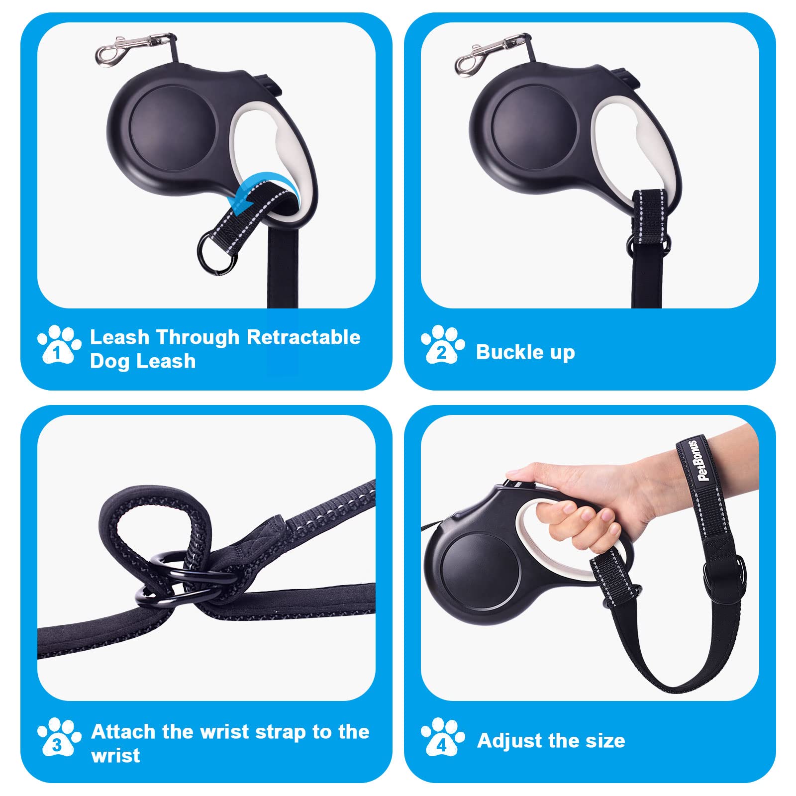 PetBonus easy-clip-attachment simplifies securing the leash quickly.