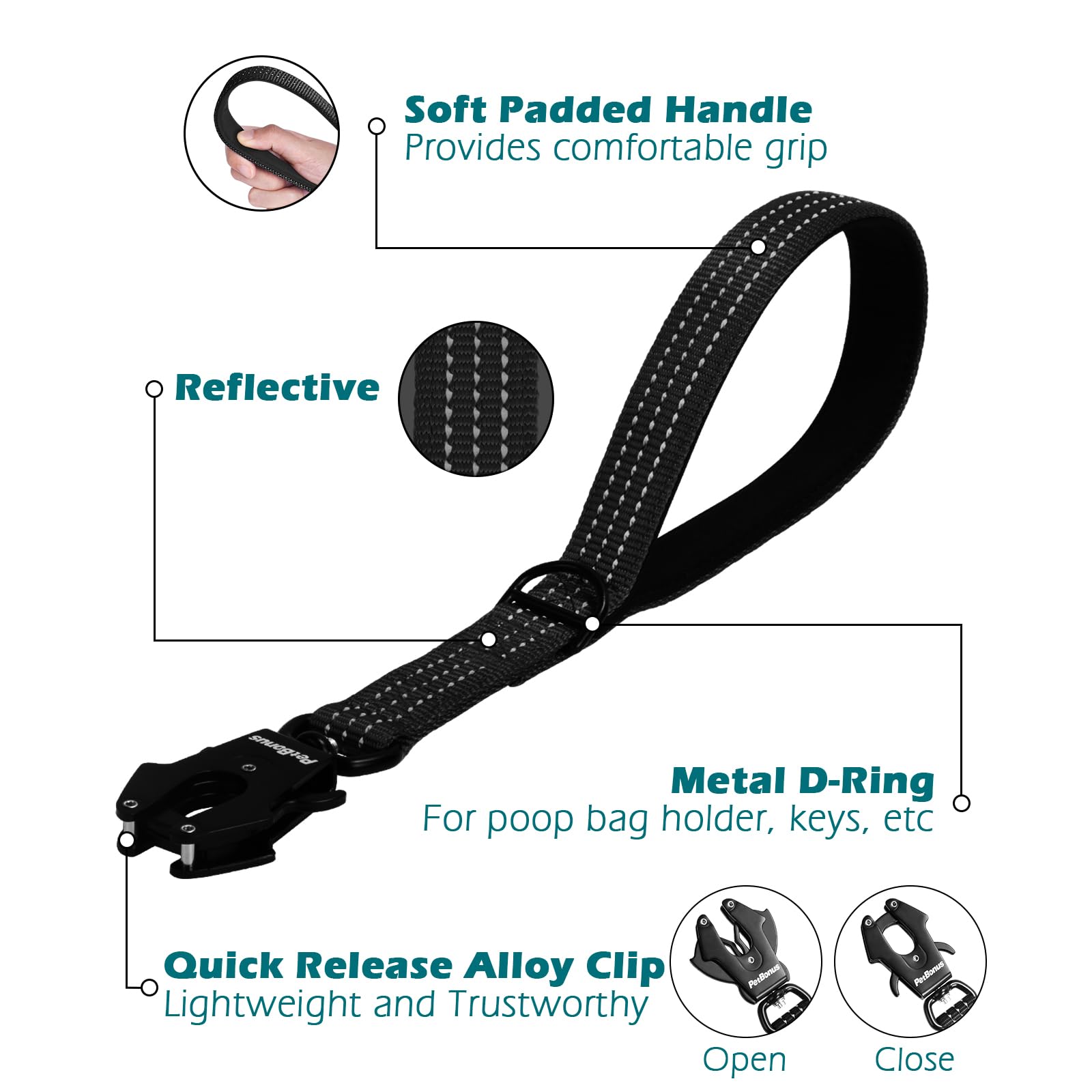 PetBonus heavy-duty short dog leash offering close-control in crowded areas