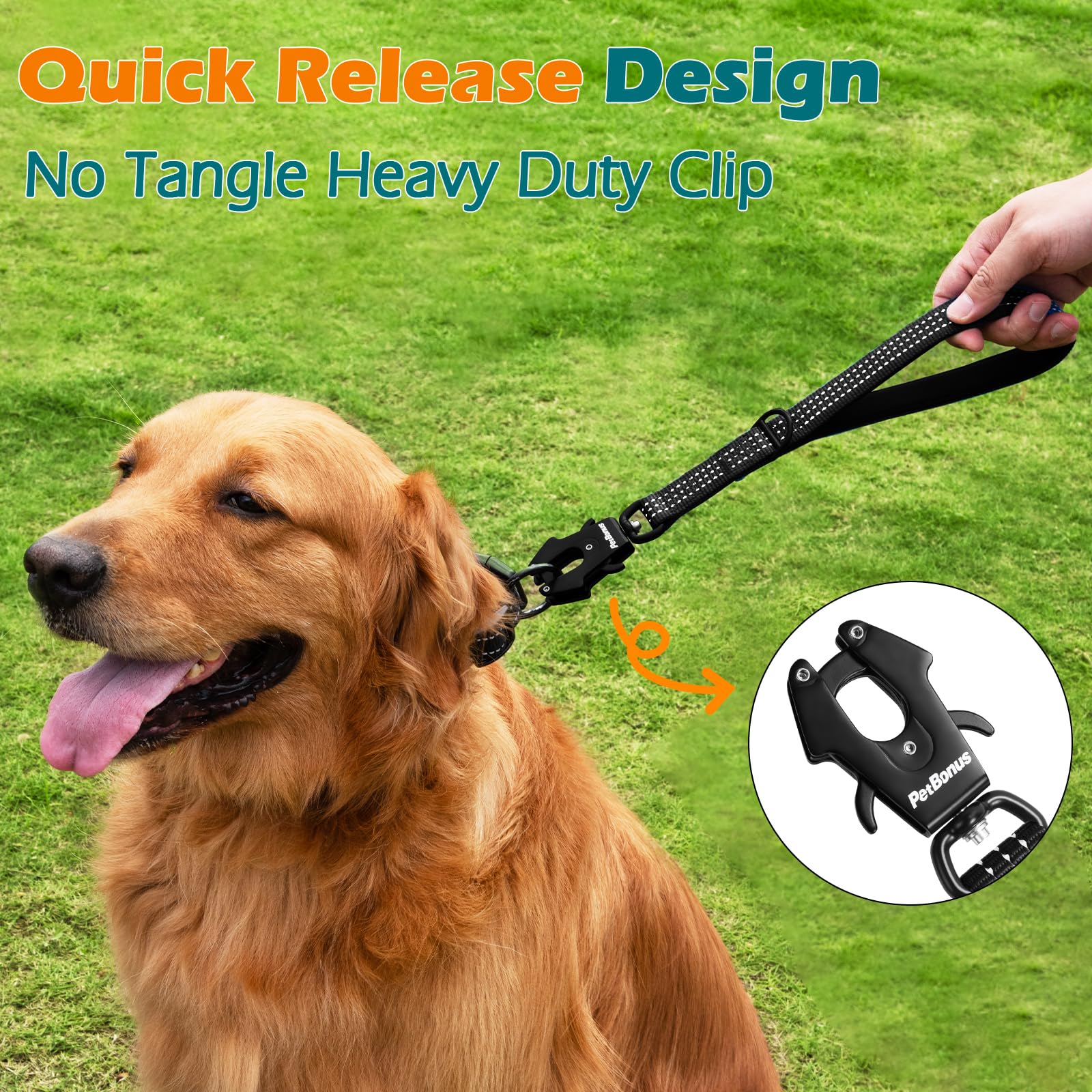 PetBonus heavy-duty short dog leash padded handle for comfortable grip during walks