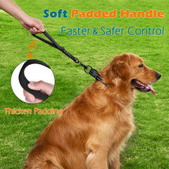 PetBonus heavy-duty short dog leash showing reflective stitching for night visibility