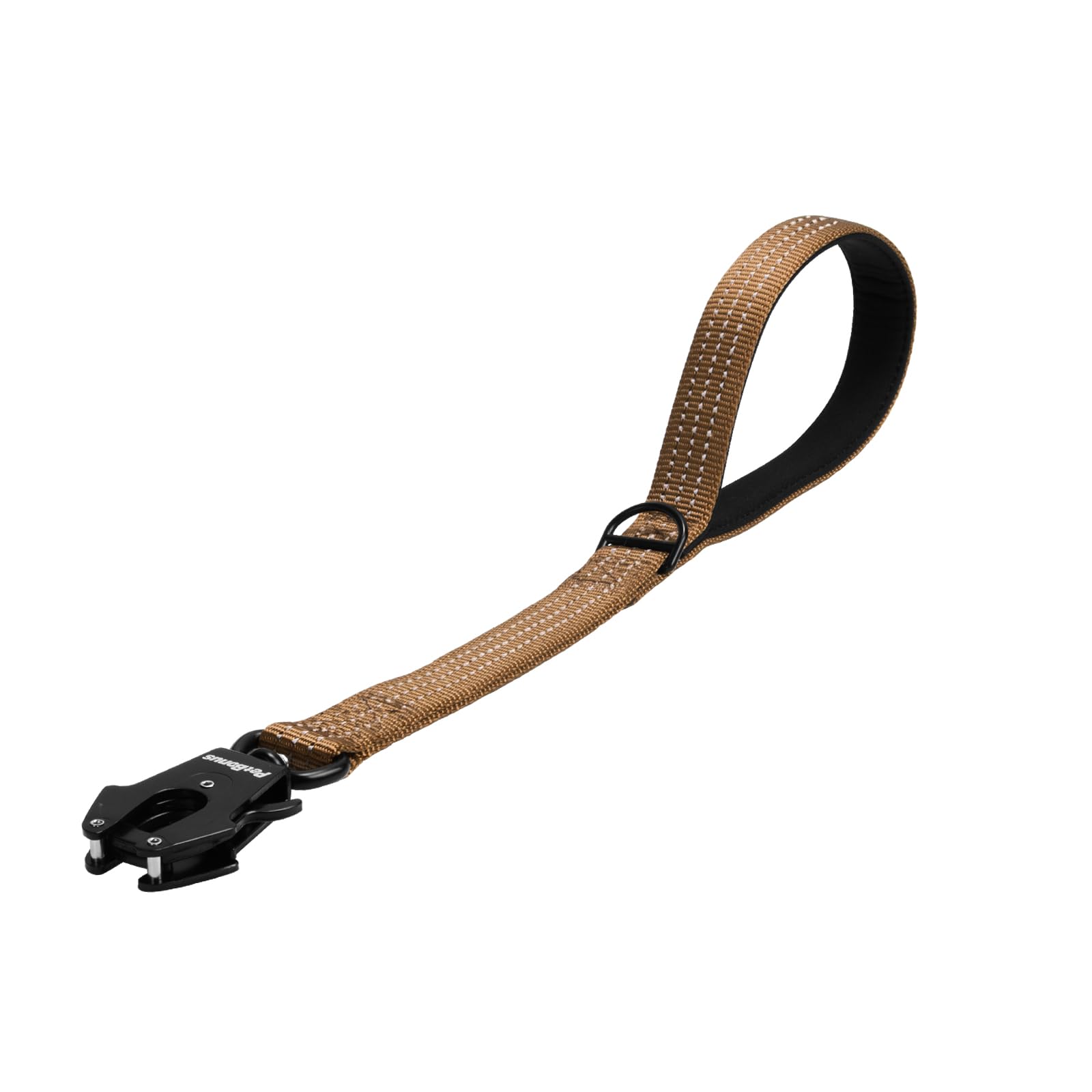 PetBonus heavy-duty short dog leash brown 18 in with padded handle for secure walks.