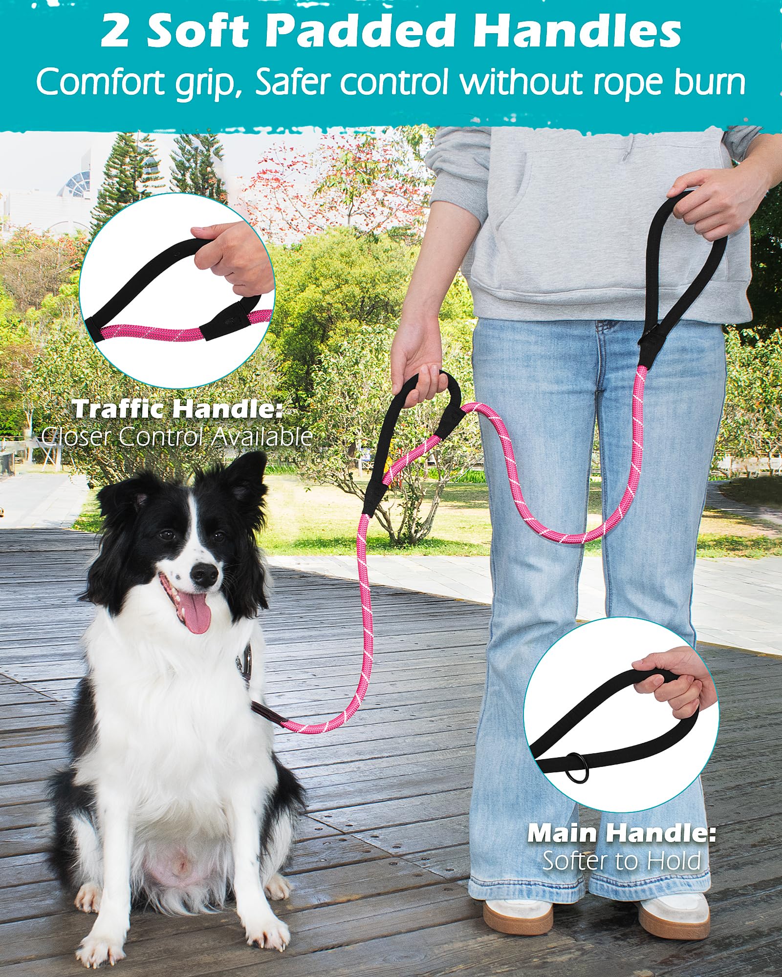 PetBonus leash with reflective stitching improves visibility during nighttime walks