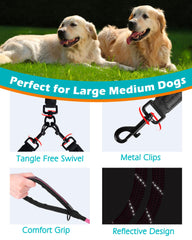 PetBonus rope double dog leash pink swivel-clip close-up boosts control.