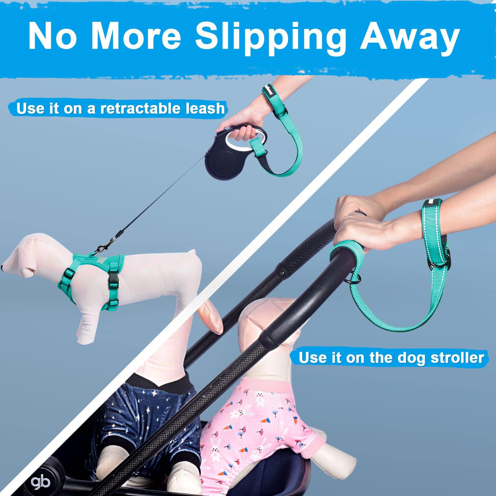 PetBonus safety leash wrist strap in use during a stroll with dog