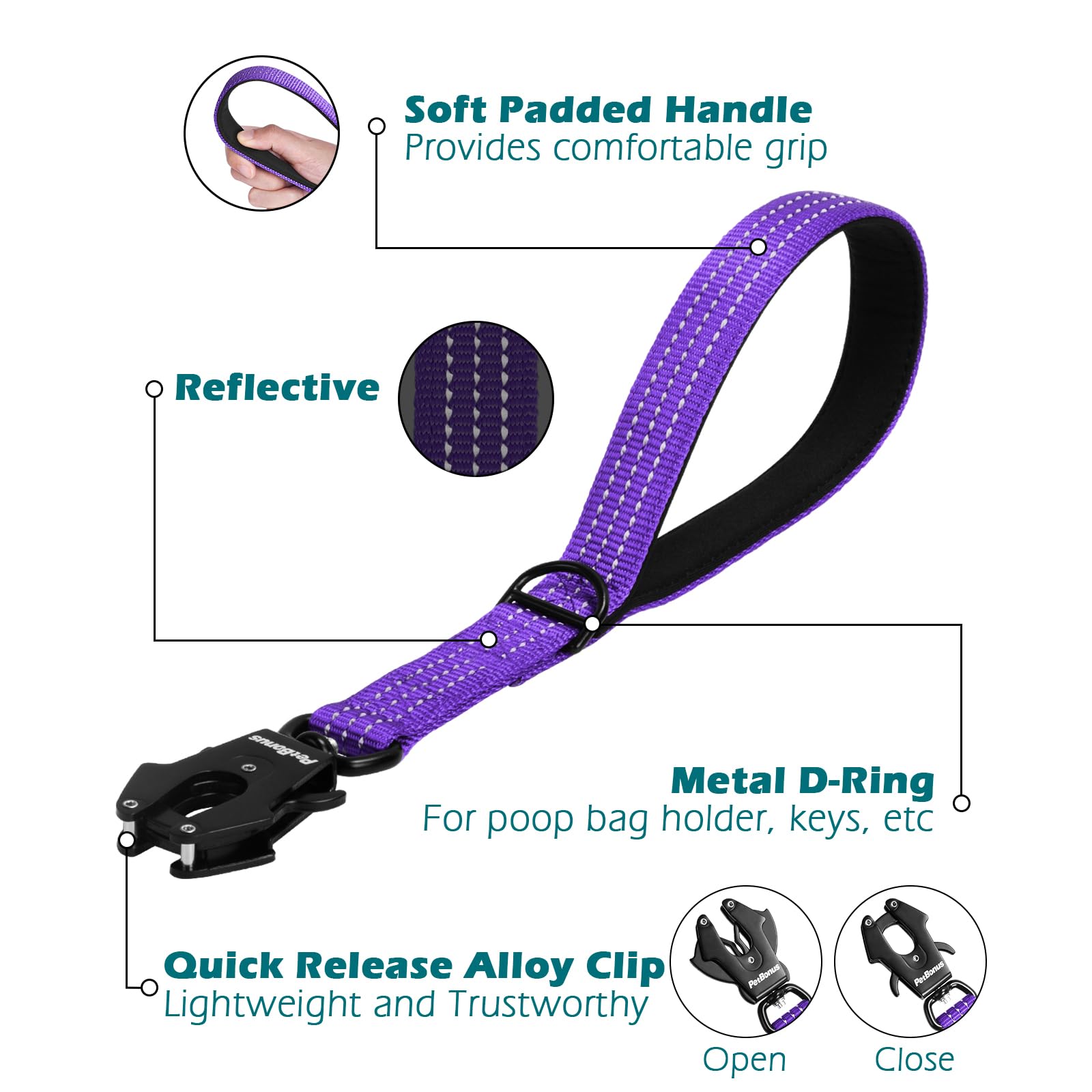 PetBonus three-length options show 12, 18, and 24 inches for flexible control