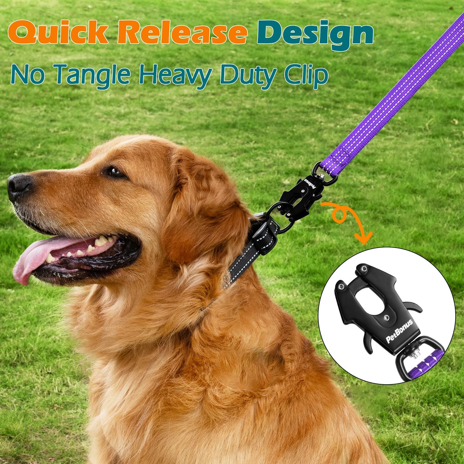 PetBonus traffic leash with padded handle purple enhances comfortable walks