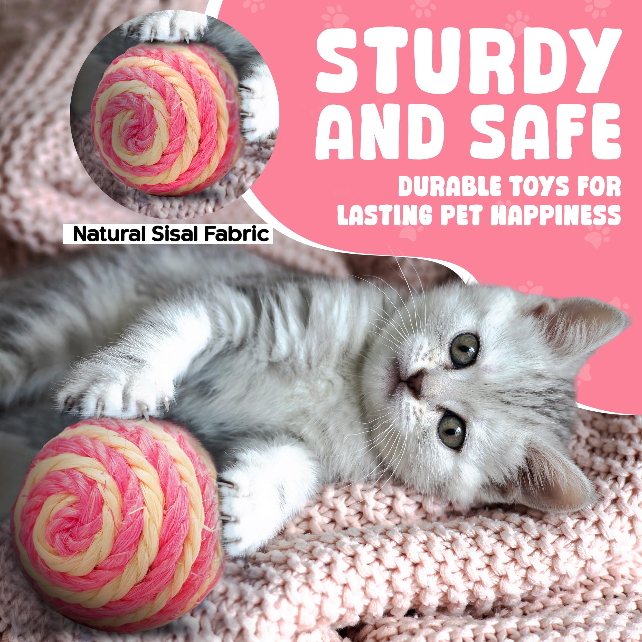 PetBox Cutie's 1.7in sisal ball provides safe, durable enrichment for curious kittens.