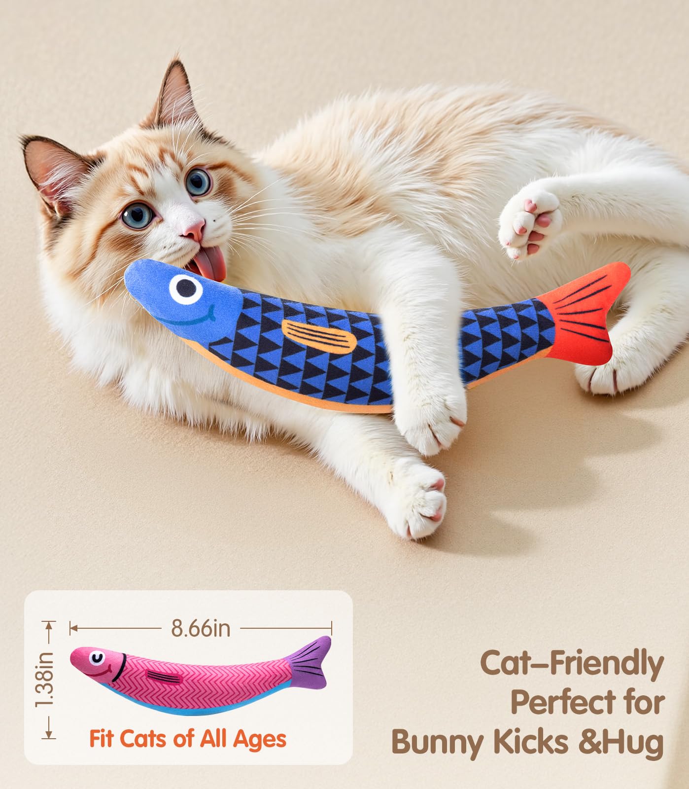 PetBusy cat toy fish-shaped design for hugging and pouncing
