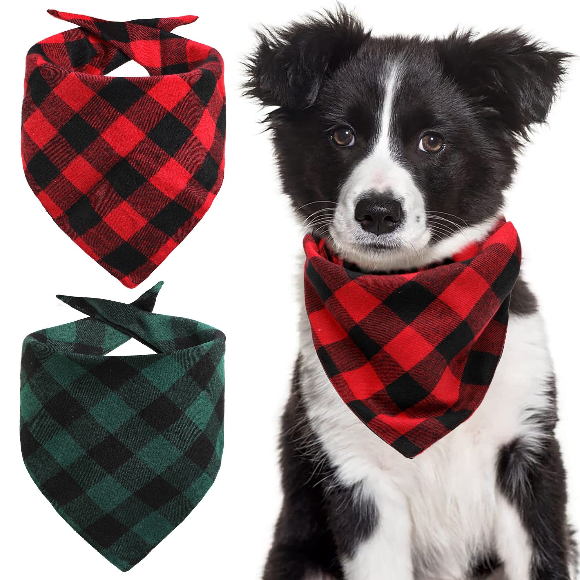 Petbuy dog bandana red grid large pack enhances Christmas photo moments