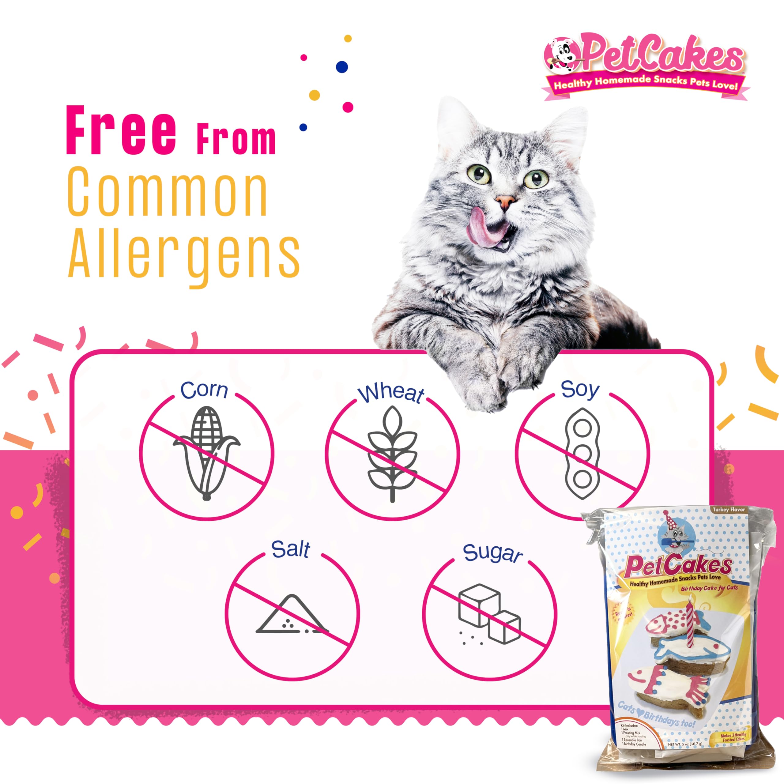 PetCakes cat birthday cake kit turkey flavor treats for cats.