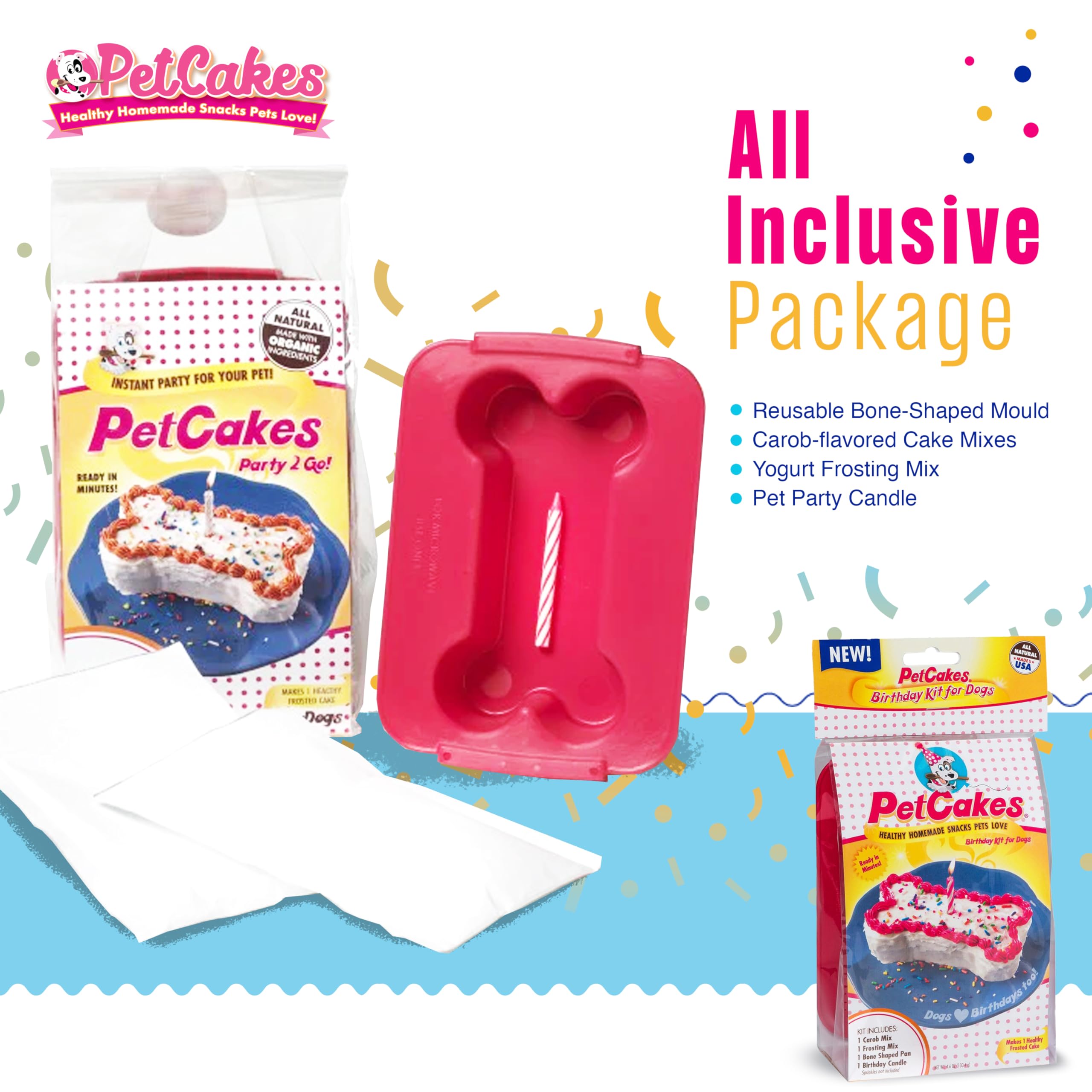 PetCakes party candle image suggests festive celebration for dogs