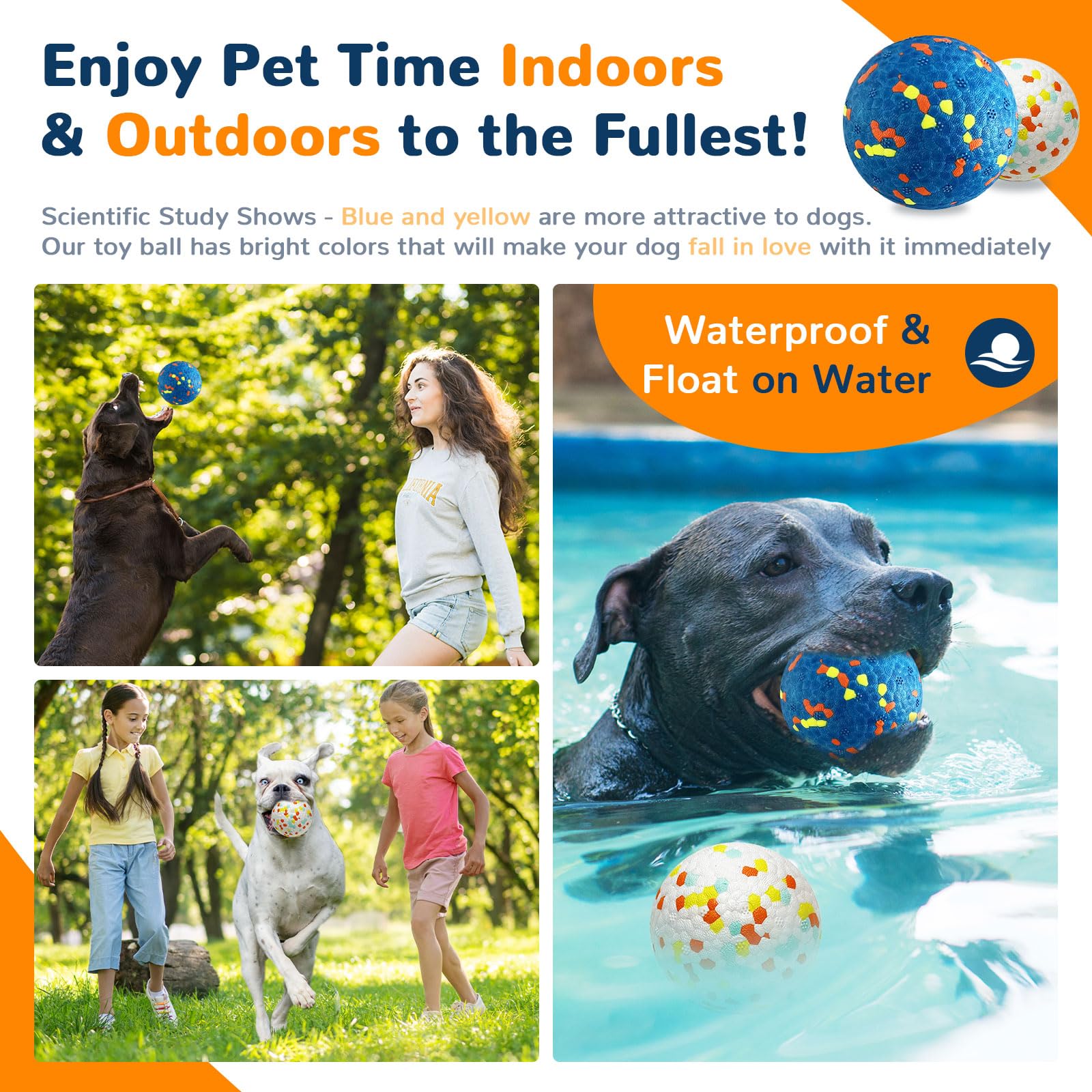 Petcare 2-pack dog balls blue-white pack for fetch