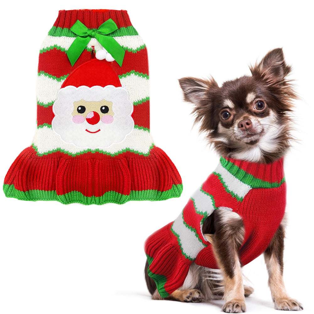 PETCARE Christmas dog dress with harness hole shown for easy outdoor walks.
