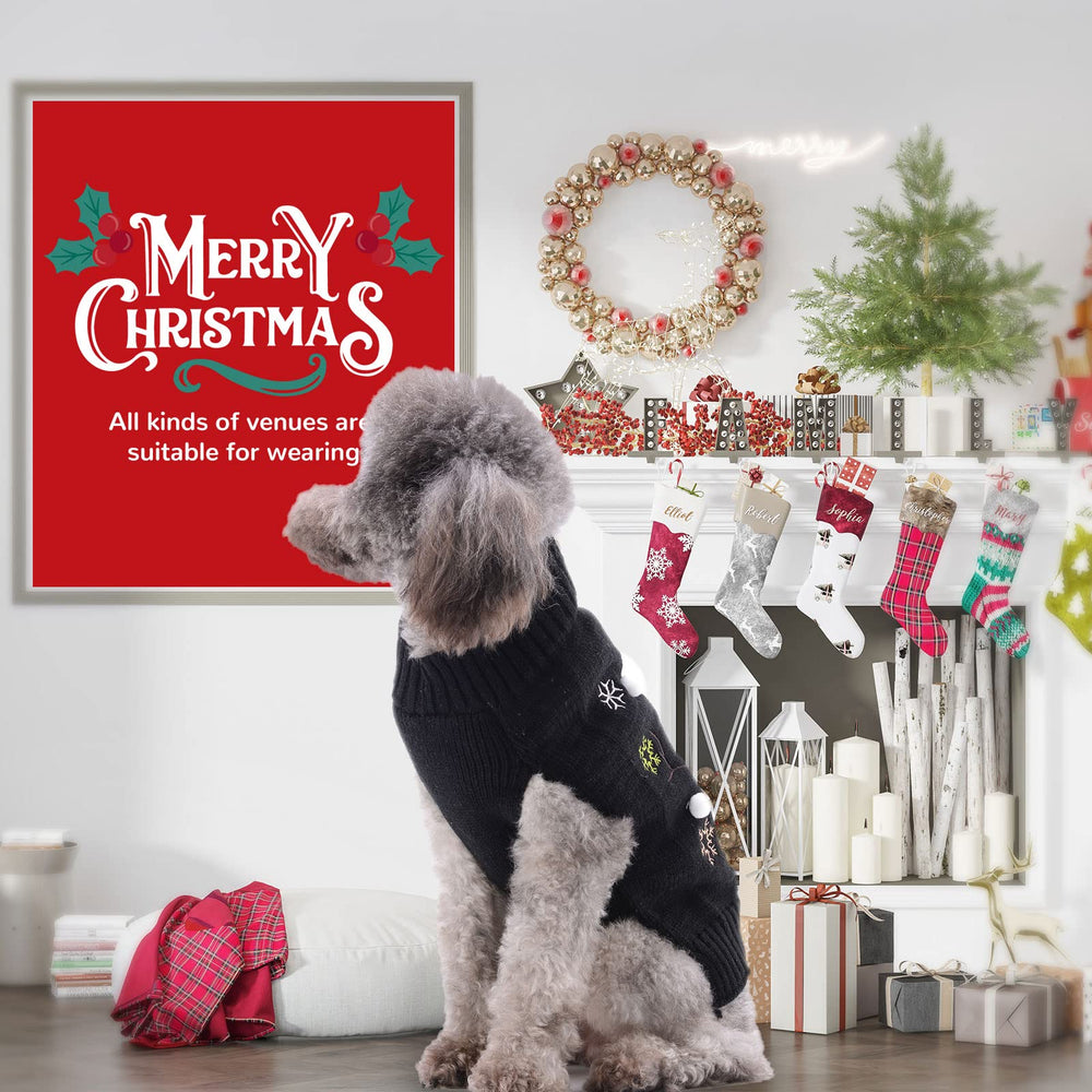 Petcare Christmas dog sweater back view showcases knit quality.