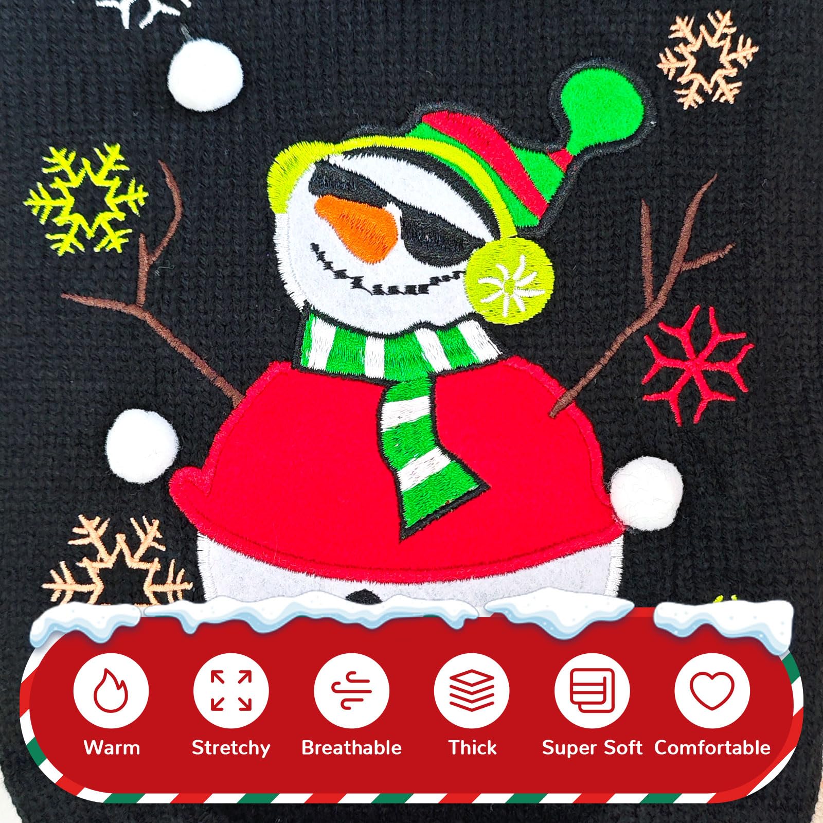 Petcare Christmas dog sweater knit closeup highlights warmth.