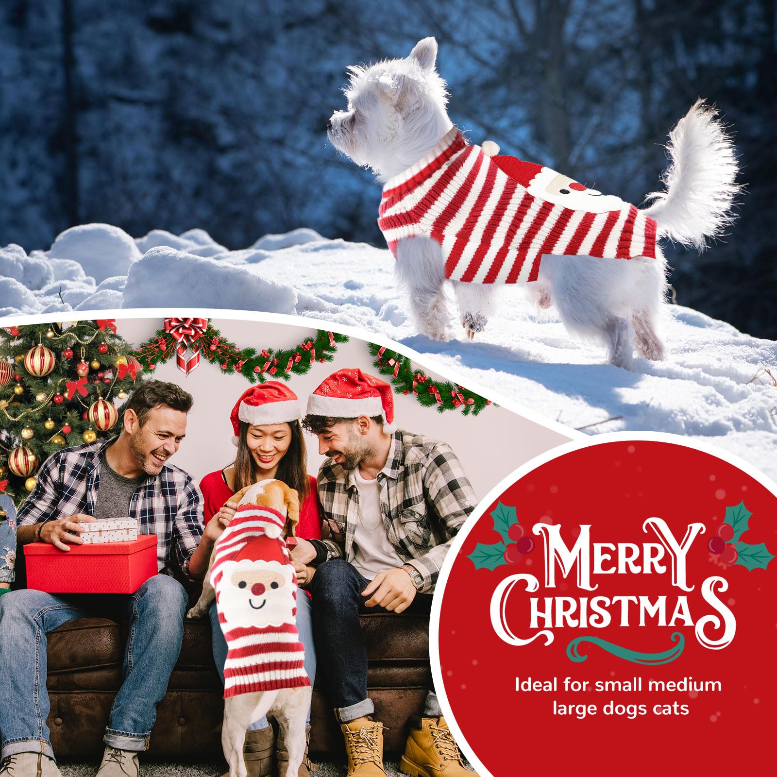 PETCARE Santa dog sweater model wearing for holiday charm and warmth