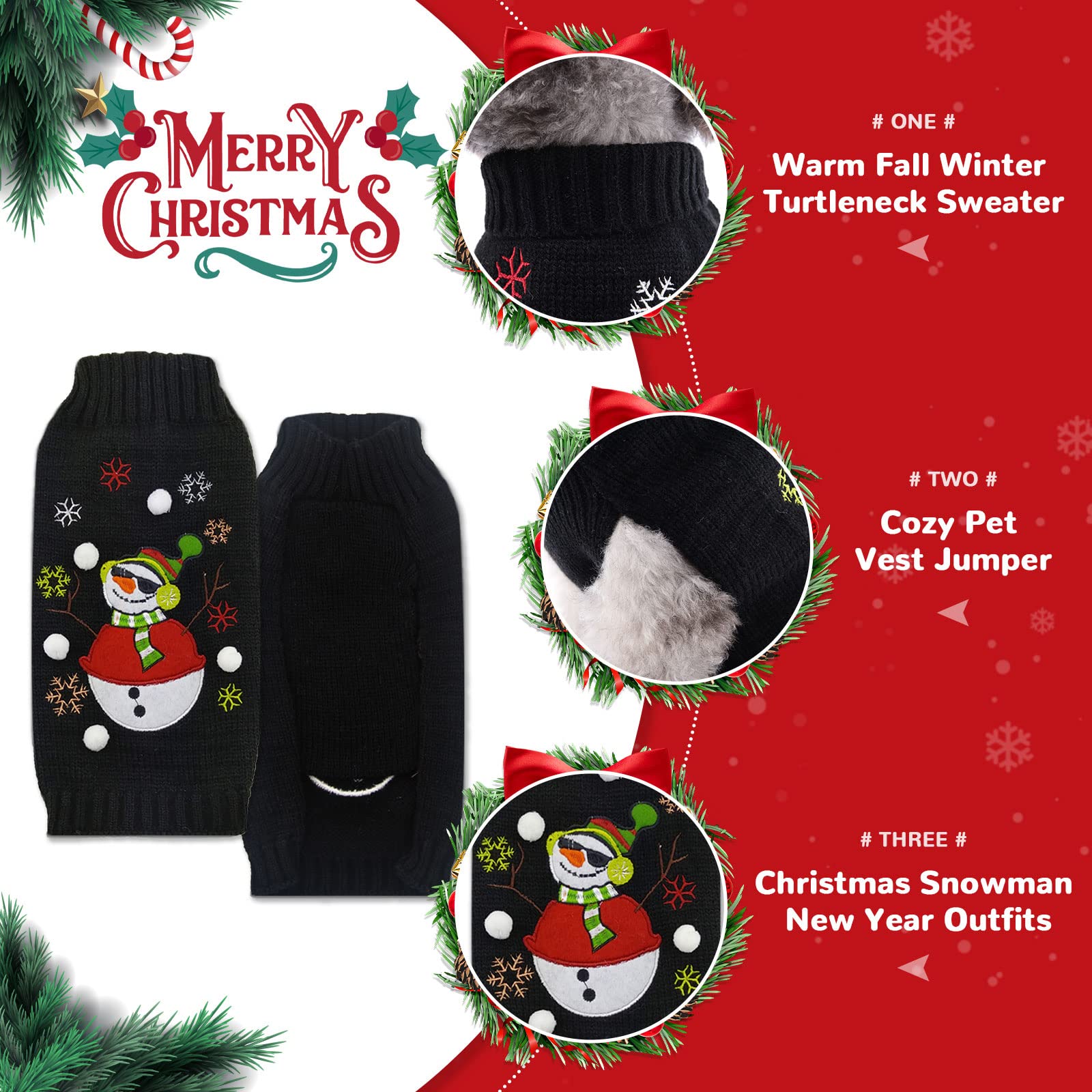 Petcare Christmas dog sweater reindeer print brightens pet photos.