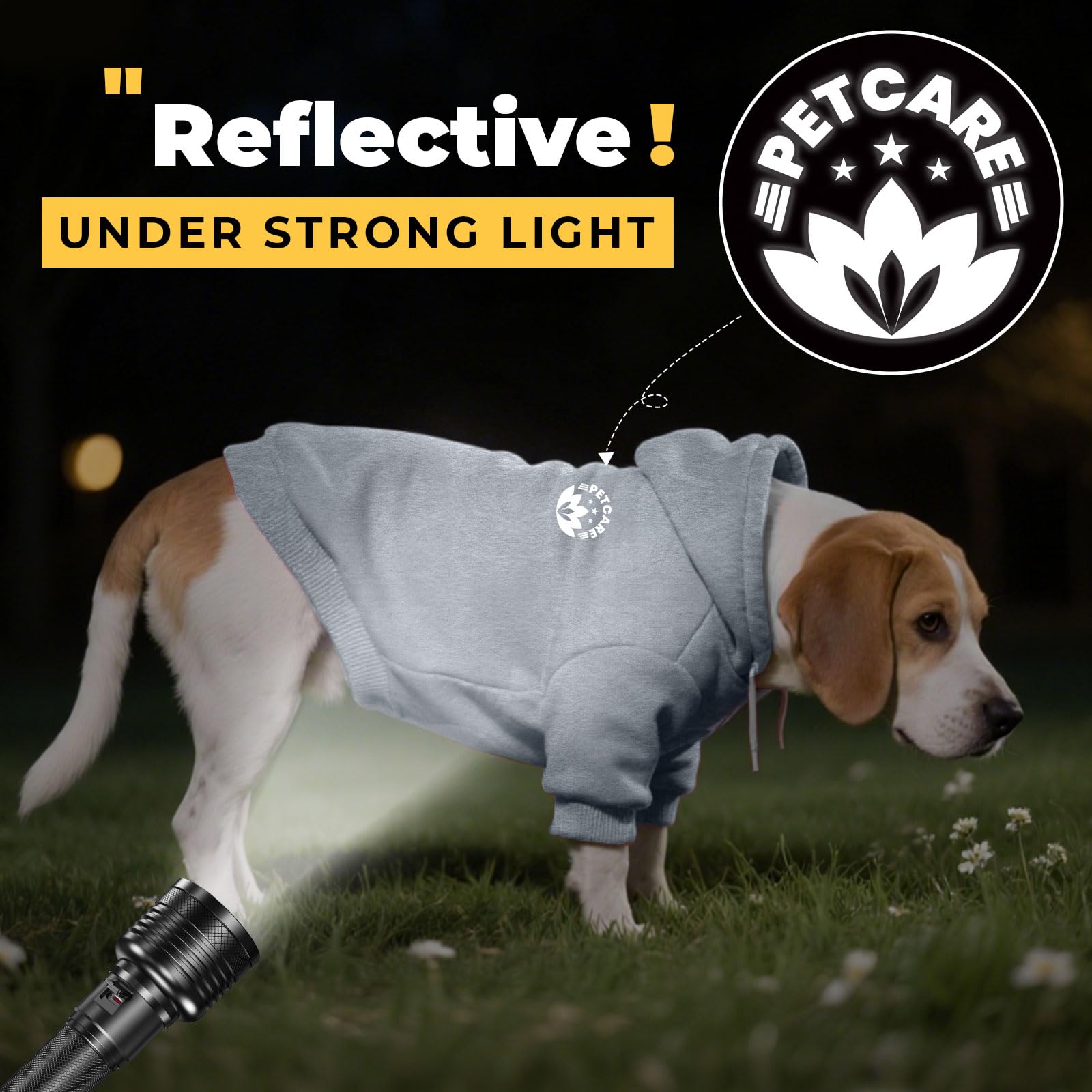 PETCARE dog hoodie gray color texture adds stylish winter look.