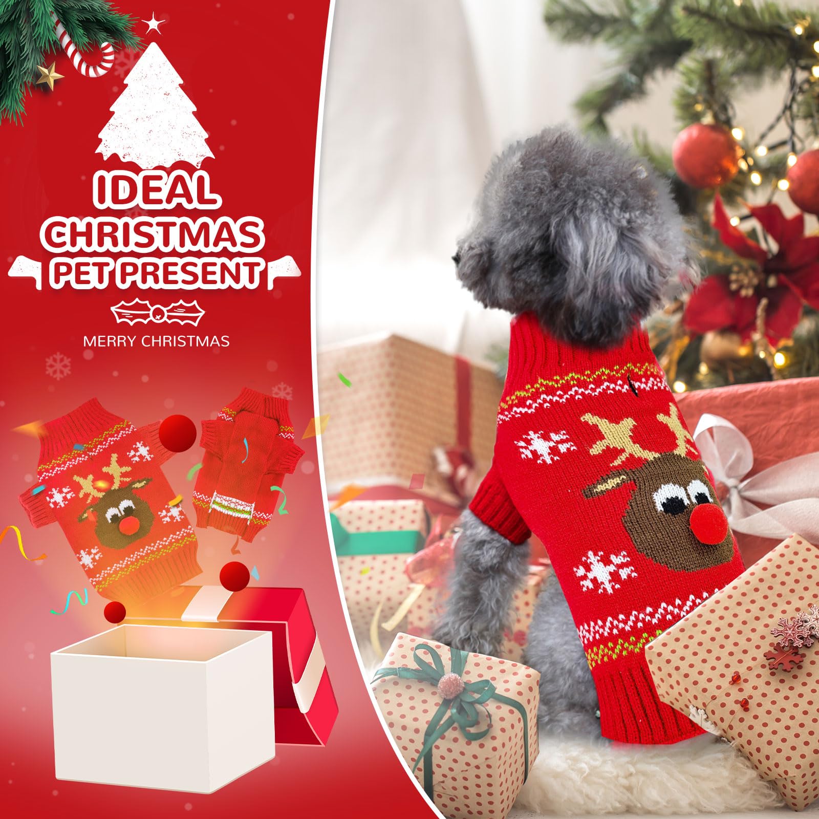 Petcare dog sweater stretchy fabric enables easy pull-on wear