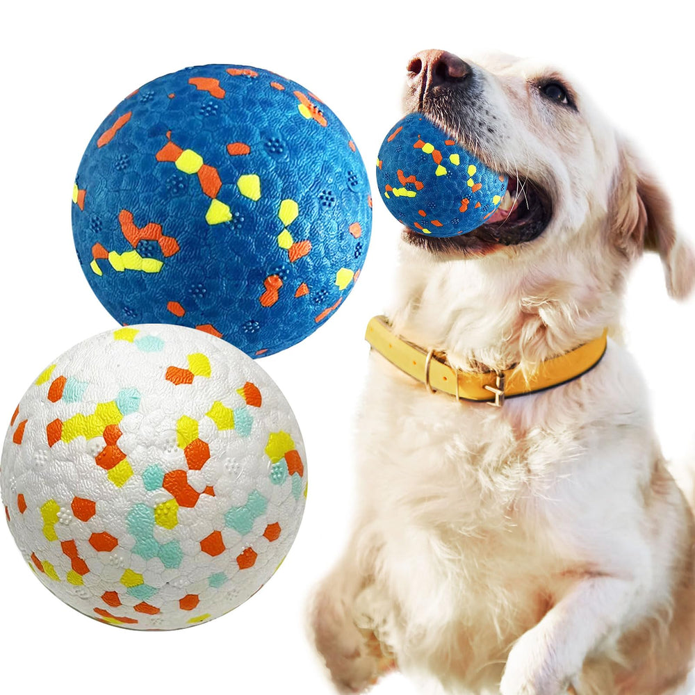 Petcare indestructible dog ball blue-white closeup for aggressive chewers