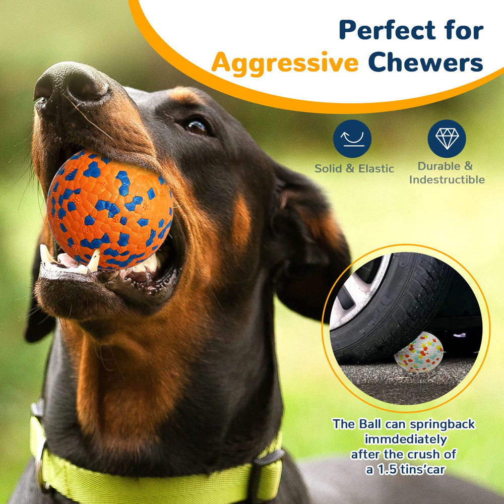 Petcare orange white tennis ball dog toy with high-visibility color for easy locating
