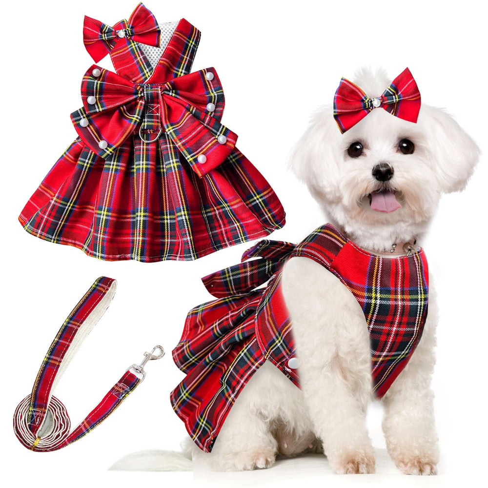 PETCARE red plaid dog dress offers stylish comfort for small dogs