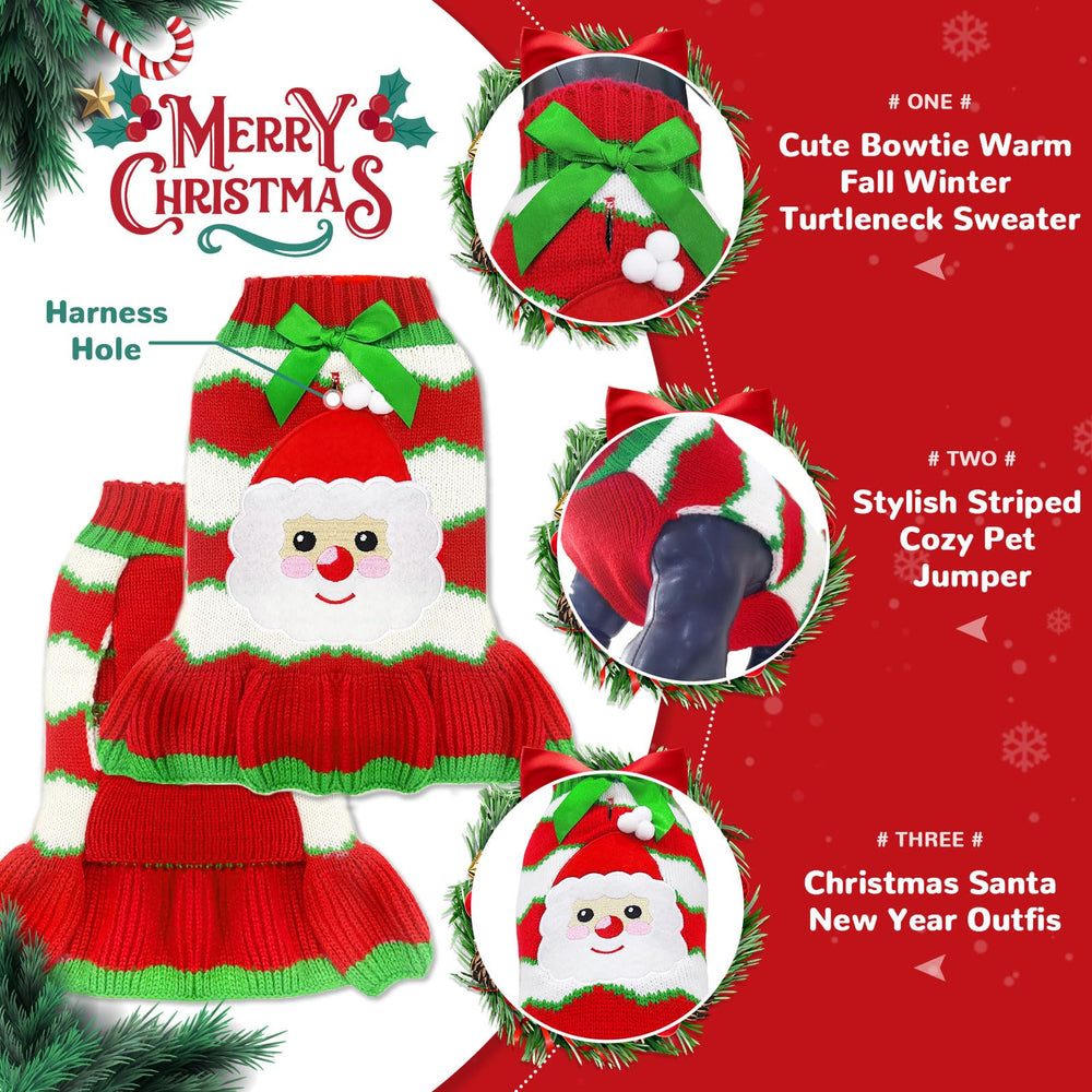 Petcare red striped Santa dog outfit—adds festive charm for photos and parties